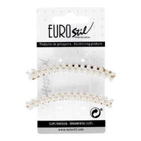 Eurostil - Pinces en or bombées avec perles 2 unités (06938)
