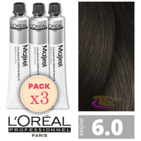 L`Oréal - Pack 3 Tintes MAJIREL 6.0 Rubio Oscuro Profundo 50 ml