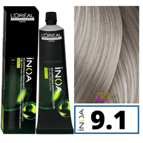 L`Oral - INOA colorant sans ammoniaque 9.1 Very Light Ash Blonde 60 ml