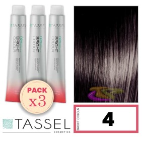 Tassel - Pack 3 Colorants de couleur brillante avec Arg ny RACE kératine N 4 O 100 ml de milieu
