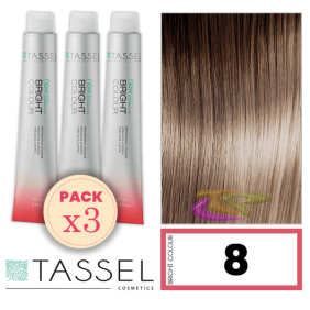 Tassel - Pack 3 Colorants couleur brillante avec Arg ny kératine N 8 BLOND CLAIR 100 ml