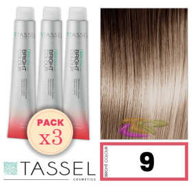 Tassel - Pack 3 Colorants de couleur brillante avec Arg ny kératine N 9 100 ml blond très clair