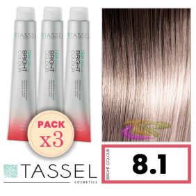 Tassel - Pack 3 Colorants couleur brillante avec 8,1 N de kératine Arg ny ASH BLOND CLAIR 100 ml