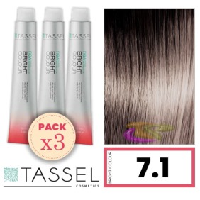 Tassel - Pack 3 Colorants couleur brillante avec 7,1 N Keratin Arg ny ASH BLOND MOYEN 100 ml