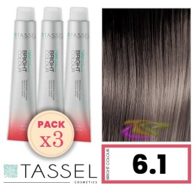 Tassel - Pack 3 Teintures couleur vive avec Arg ny Kératine N DARK ASH BLOND 6.1 100 ml