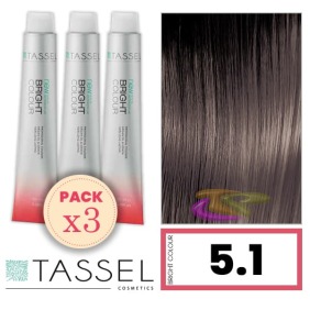 Tassel - Pack 3 Colorants couleur brillante avec 5,1 N kératine Arg ny RACE OU EFFACER ASH 100 ml