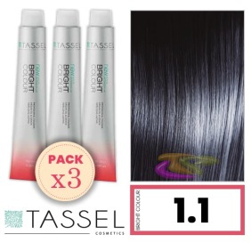 Tassel - Pack 3 Colorants couleur brillante avec 1,1 N de kératine Arg ny BLEU NOIR 100 ml