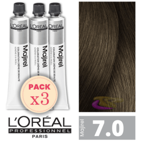 L`Oréal - Pack 3 Tintes MAJIREL 7.0 Rubio Profundo 50 ml