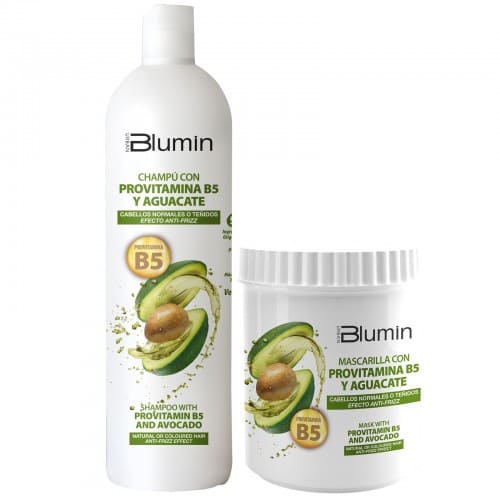 Blumin - Pack Oferta Aguacate y Provitamina B5 (para cabellos normales o teñidos) (Champú 1000 ml + Mascarilla 700 ml) (Vegano)