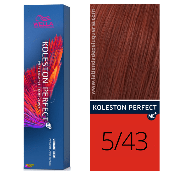 Wella - Tinte Koleston Perfect ME+ Vibrant Reds 5/43 Castaño Claro Cobrizo Dorado 60 ml