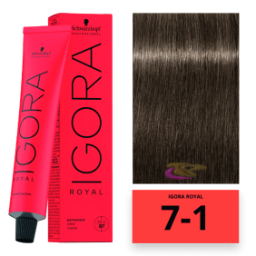 Schwarzkopf - Coloration Igora Royal 7/1 Blond Moyen Cendre 60 ml 