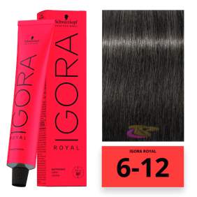 Schwarzkopf - Coloration Igora Royal 6/12 Blond Foncé Cendre Fumée 60 ml 