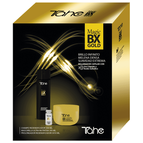 Tahe - Pack MAGIC BX GOLD (Shampooing Redensifiant  300 ml +Masque Redensifiant 300 ml + 5 ampoules Redensifiantes 10 ml)