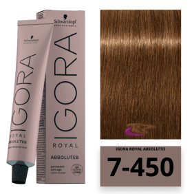 Schwarzkopf - Coloration Igora Royal Absolutes Age Blend 7/450 Blond Moyen Beige Doré 60 ml 