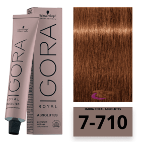 Schwarzkopf - Coloration Igora Royal Absolutes Age Blend 7/710 Blond Moyen Cuivré Cendre  60 ml 