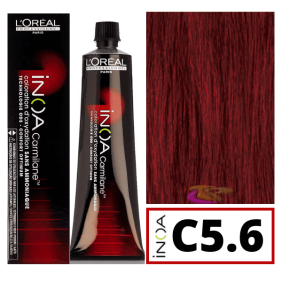 L`Oral - INOA colorant sans ammoniaque C5.6 CARMILANE Castao lumière rouge 60 ml