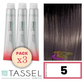Tassel - Pack 3 Colorants de couleur brillante avec Arg ny kératine N 5 RACE OU CLAIR 100 ml