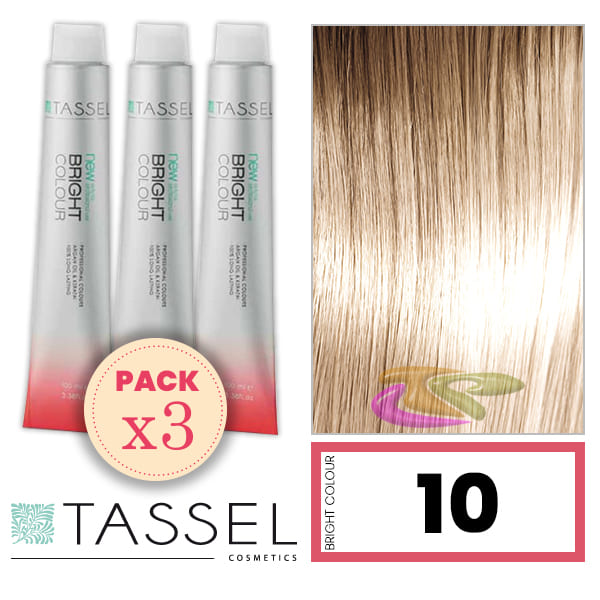 Tassel - Pack 3 Colorants couleur brillante avec Arg ny kératine N 10 BLOND super clair 100 ml