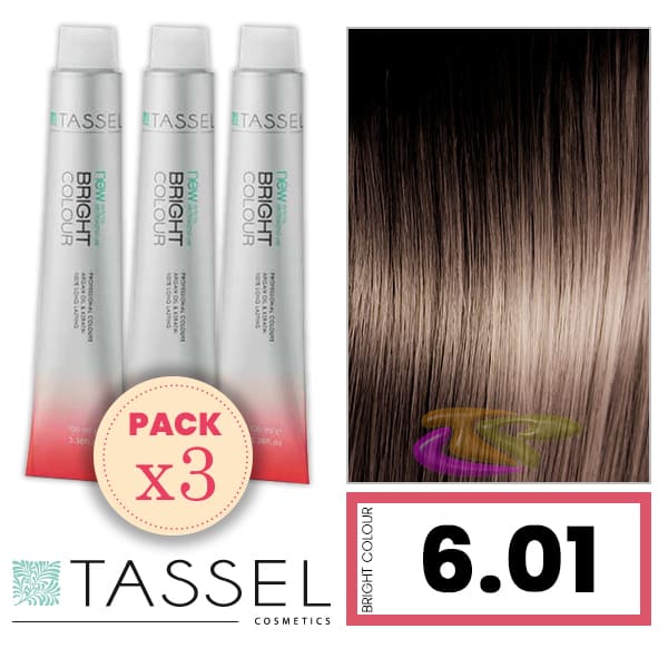 Tassel - Pack 3 Colorants couleur brillante avec Arg ny kératine N 6,01 chatain FR O 100 ml