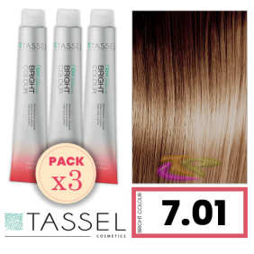 Tassel - Pack 3 Colorants de couleur brillante avec Arg ny BLOND kératine N 7,01 O 100 ml de milieu FR