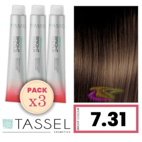 Tassel - Pack 3 Colorants de couleur brillante avec Arg ny kératine N 7,31 BLOND MOYEN D'OR EN O 100 ml