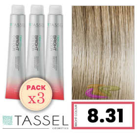 Tassel - Pack 3 Colorants couleur brillante avec Arg ny kératine N 8,31 BLOND GOLD LIGHT ASH 100 ml