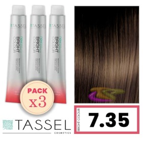 Tassel - Pack 3 Colorants couleur brillante avec Arg ny kératine N 7,35 BLOND MOYEN D'OR CAOBA 100 ml