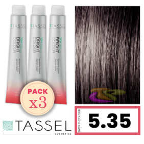 Tassel - Pack 3 Colorants couleur brillante avec Arg ny kératine N 5,35 O RACE or pâle CAOBA 100 ml