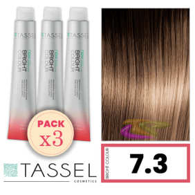 Tassel - Pack 3 Teintures couleur vive avec 7,3 N Kératine Arg ny BLOND MOYEN D'OR 100 ml