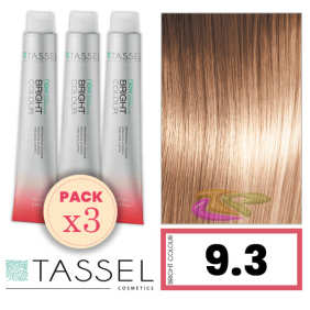 Tassel - Pack 3 Colorants de couleur brillante avec Arg ny kératine N très léger 9,3 Blond Doré 100 ml