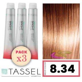 Tassel - Pack 3 Teintures couleur vive avec Arg ny Kératine 8,34 N blond clair cuivre doré 100 ml