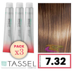 Tassel - Pack 3 Colorants couleur brillante avec Arg ny kératine N 7,32 BLOND BEIGE MOYEN D'OR 100 ml