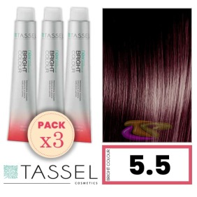 Tassel - Pack 3 Colorants couleur brillante avec 5,5 N de kératine Arg ny RACE OU EFFACER CAOBA 100 ml