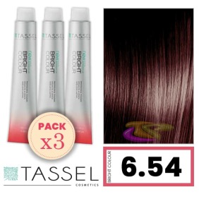 Tassel - Pack 3 Colorants couleur brillante avec Arg ny kératine N 6,54 chatain CAOBA cobrizo 100 ml