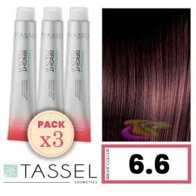 Tassel - Pack 3 Colorants couleur brillante avec 6,6 N de kératine Arg ny chatain RED 100 ml