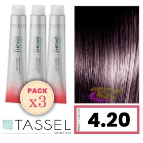 Tassel - Pack 3 Colorants de couleur brillante avec Arg ny kératine N 4,20 RACE VIOLET OU DEMI 100 ml