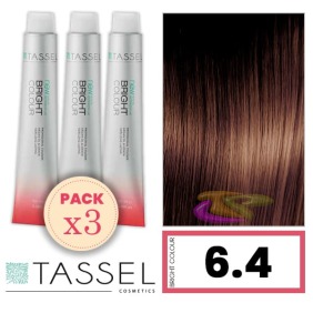 Tassel - Pack 3 Colorants couleur brillante avec 6,4 N de kératine Arg ny chatain CUIVRE 100 ml