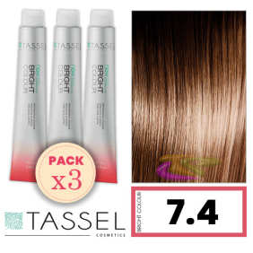 Tassel - Pack 3 Teintures couleur vive avec 7,4 N Kératine Arg ny BLOND MOYEN DE CUIVRE 100 ml