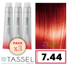 Tassel - Pack 3 Colorants couleur brillante avec Arg ny kératine N 7,44 BLOND MOYEN LOURD CUIVRE 100 ml