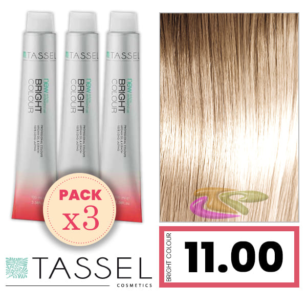 Tassel - Pack 3 Colorants de couleur brillante avec Arg ny kératine N 11,00 NATURAL BLOND extraclear 100 ml