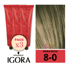Schwarzkopf - Igora Royal Pack 3 8/0 Tintes Blond clair 60 ml
