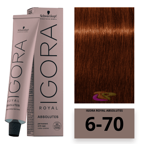 Schwarzkopf - Coloration Igora Royal Absolutes 6/70 Blond Foncé Cuivré Naturel 60 ml 