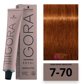 Schwarzkopf - Coloration Igora Royal Absolutes 7/70 Blond Moyen Cuivré Naturel 60 ml 