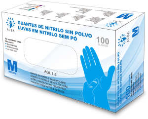 Alba - gants jetables nitrile sans poudre Taille M Bleu (100 pcs) (003178)