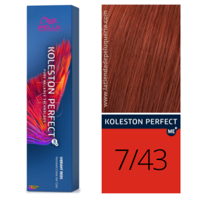 Wella - Koleston Perfect ME + Vibrant Reds Dye 7/43 Moyenne Cobrizo Golden Blonde 60 ml