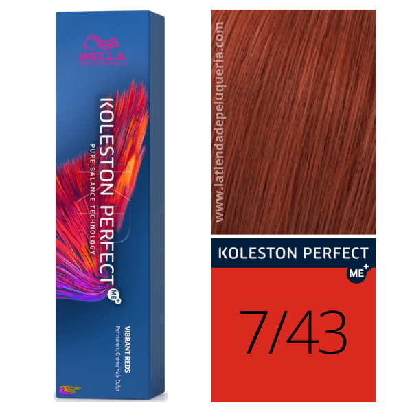 Wella - Koleston Perfect ME + Vibrant Reds Dye 7/43 Moyenne Cobrizo Golden Blonde 60 ml