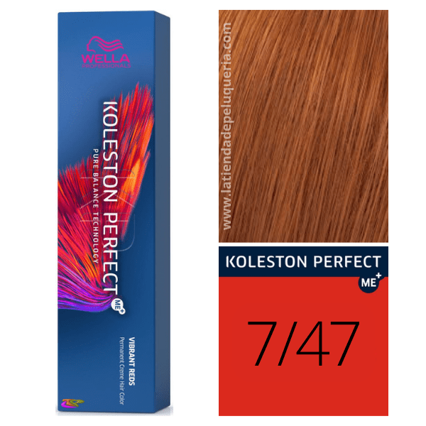Wella - Koleston Perfect ME + Vibrant Reds 7/47 Brun moyen Cuivre Brun colorant 60 ml